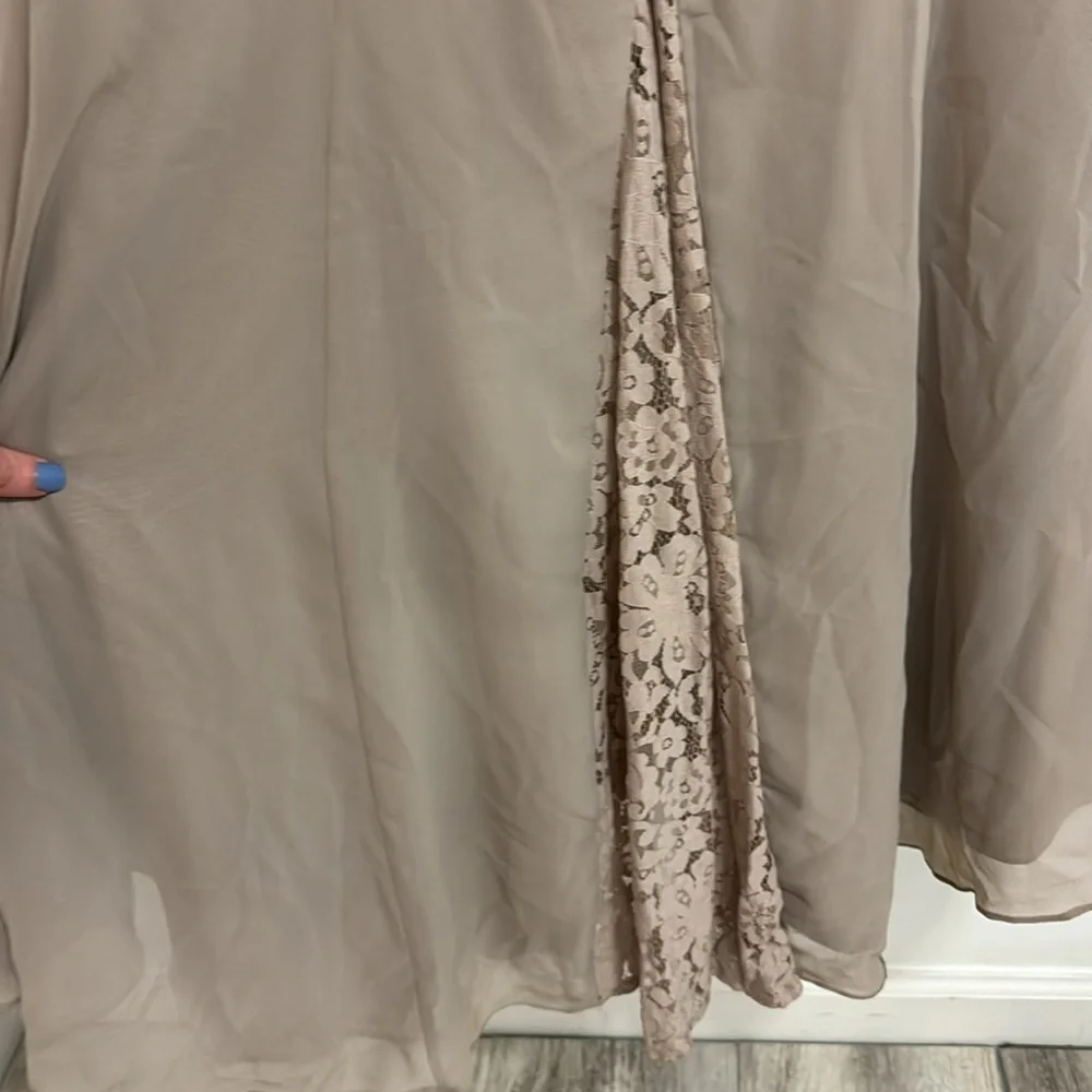 Christina Wu bridesmaid taupe color gown